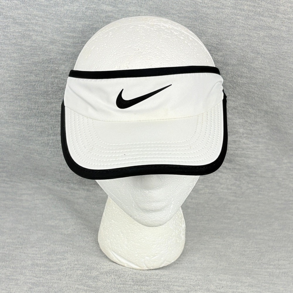 Nike Featherlight Dri-FIT Visor White Black Athletic Tennis Golf Running Hat